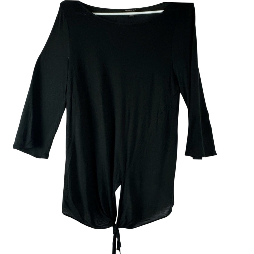 Banana‎ Republic Black Tie Front Long Sleeve Top Women's Size Medium